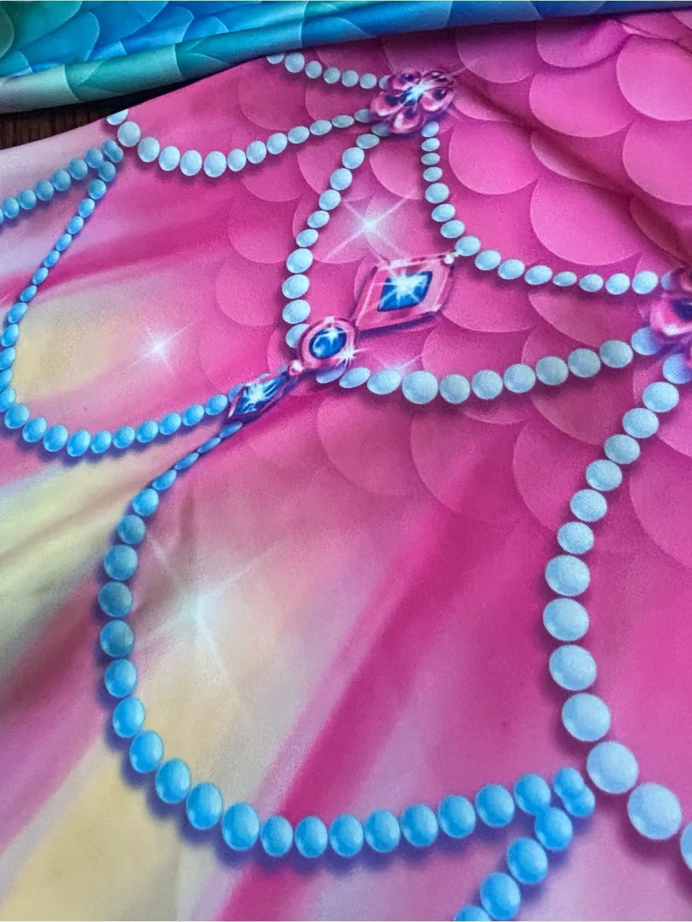 Girls Colorful Mermaid Princess Skirt - Pink Blue Gradient Sz 140